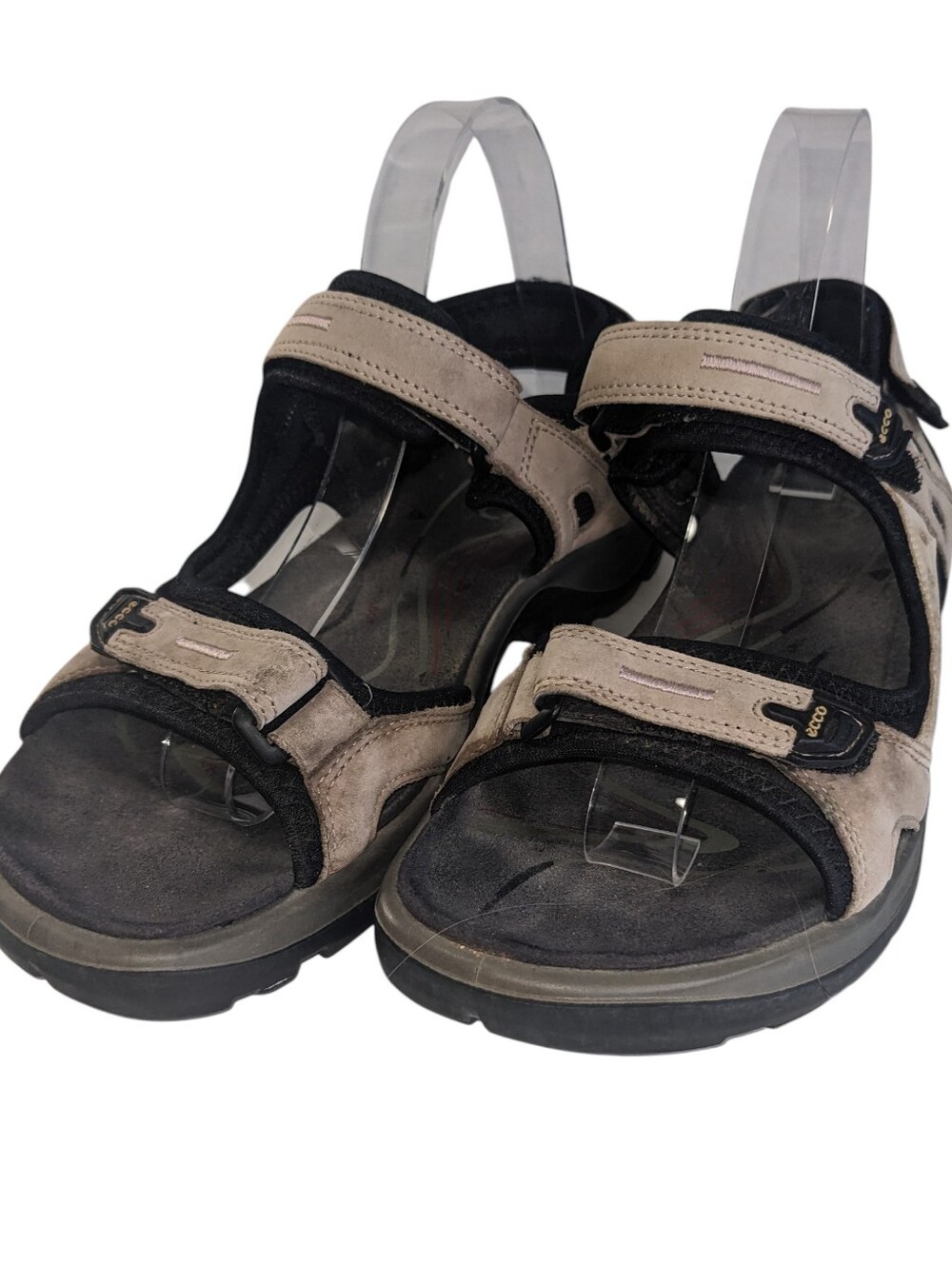 Ecco Women's Tan and Black Strapped Comfort Sandals Size Eu 41 US 10